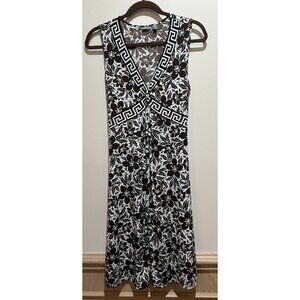 Apt. 9 Stretch Crossover Sleeveless Dress ~ Size Medium White & Brown Floral